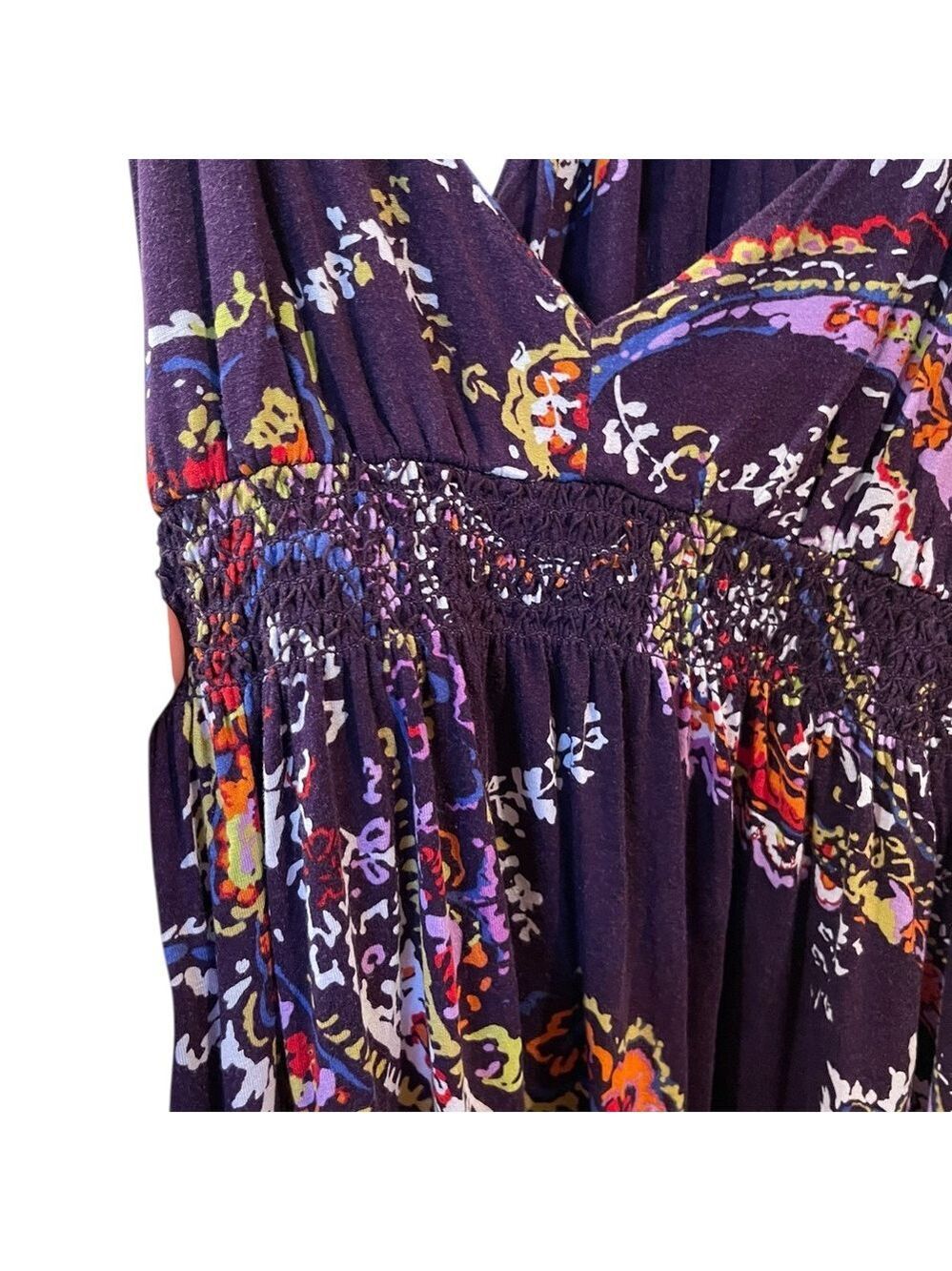 Express Women’s Purple Floral Boho Festival Beach Maxi Dress Stretch Size Small - Picture 7 of 9